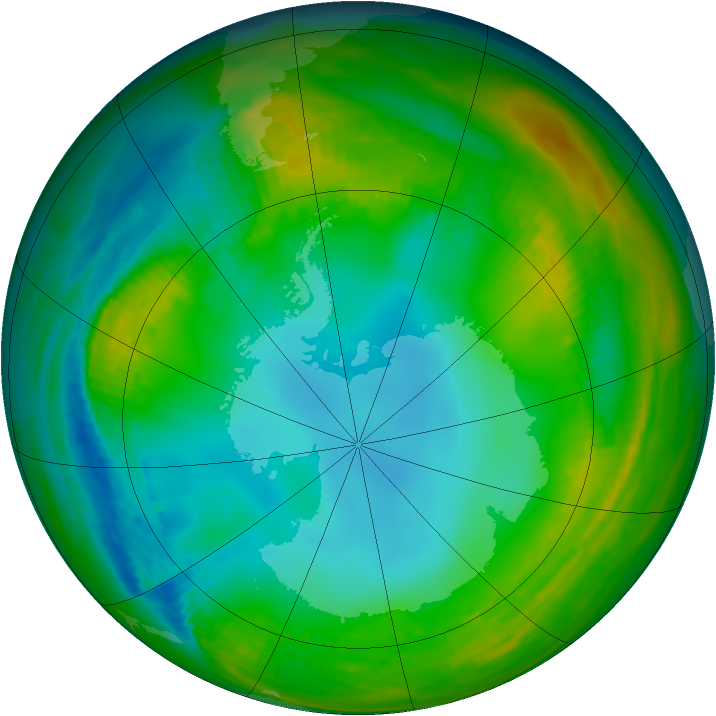 Antarctic ozone map for 14 July 1983